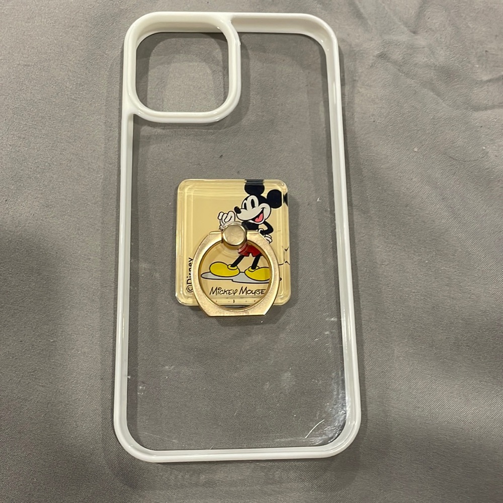 White border IPhone 12 case with ring